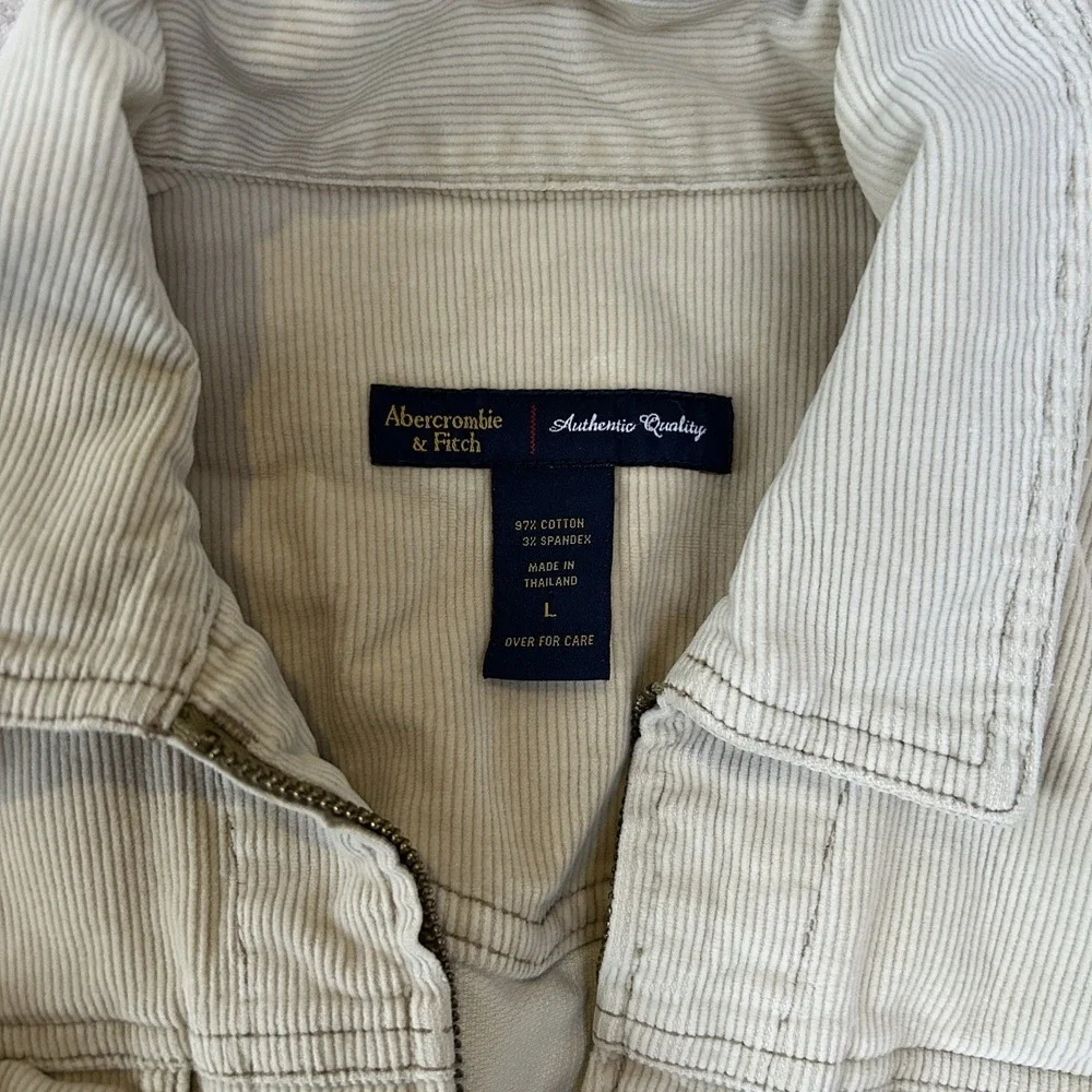 Y2K Vintage Trucker Corduroy Khaki Faded Abercrombie Fitch Jacket Woman's Size L